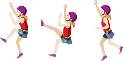 Set of girl in climbing position vector