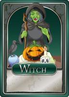 Old witch character game card template vector