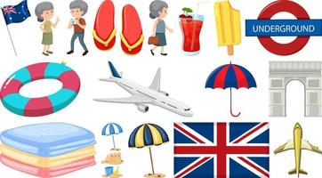 Set of summer vacation objects and elements vector