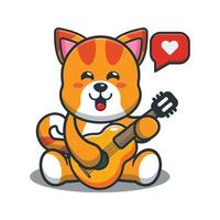 ilustración de dibujos animados de mascota de gato lindo tocando la guitarra vector