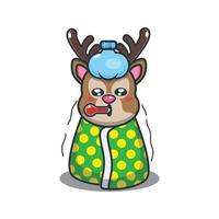 Cute deer sick cartoon vector illustration