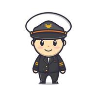 cute pilot cartoon mascot illustration