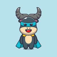 Cute super buffalo mascot cartoon illustration vector