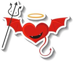 Red heart with evil wings in cartoon style vector