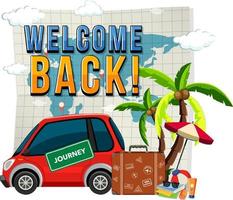 Welcome back typography design with travelling objects vector