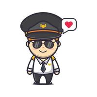 cool boy pilot cartoon mascot illustration vector