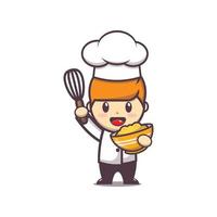 cute chef mascot cartoon illustration vector