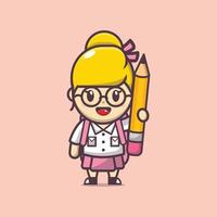 cute girl mascot cartoon illustration back to school