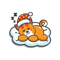 Cute sleeping cat mascot cartoon illustration vector