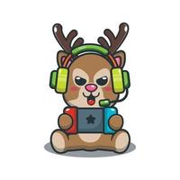 Cute deer playing a game cartoon vector illustration