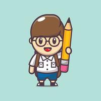 cute boy mascot cartoon illustration back to school vector