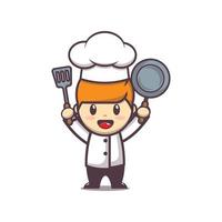 cute chef mascot cartoon illustration vector