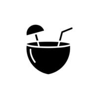 Coconut Drink, Juice Solid Icon Vector Illustration Logo Template. Suitable For Many Purposes.