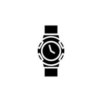 Watch, Wristwatch, Clock, Time Solid Icon Vector Illustration Logo Template. Suitable For Many Purposes.