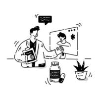 Health professional dealing online, glyph illustration of online doctor vector