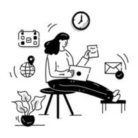 A concept of online meeting and working glyph illustration vector