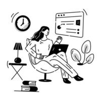 A concept of online meeting and working glyph illustration vector