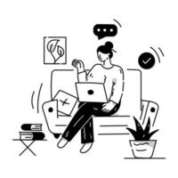 A concept of online meeting and working glyph illustration vector