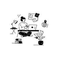 A concept of online meeting and working glyph illustration vector