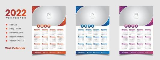 2022 wall calendar design vector