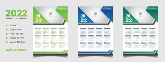 2022 wall calendar design vector