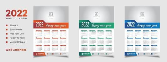 2022 wall calendar design vector