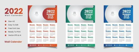 2022 wall calendar design vector