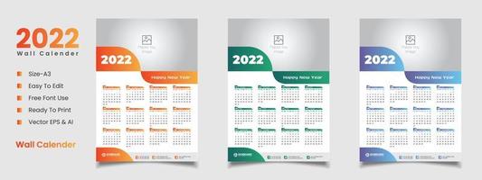Diseño de calendario de pared 2022 vector