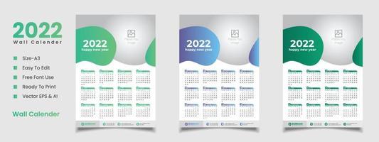 2022 wall calendar design vector