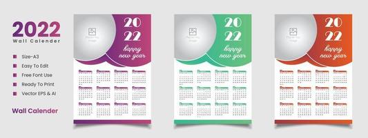 2022 wall calendar design vector