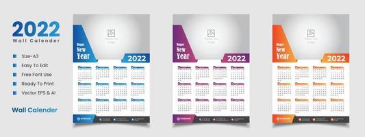 2022 wall calendar design vector