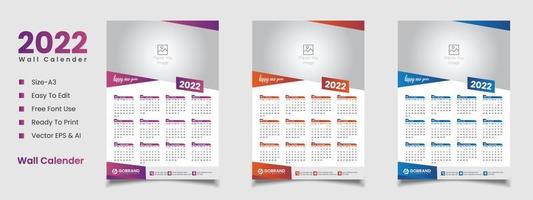 2022 wall calendar design vector