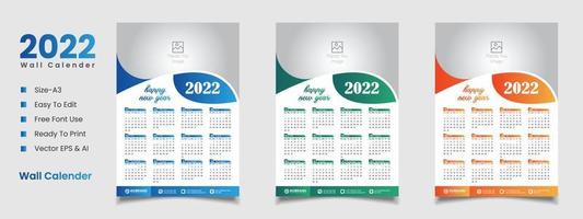 2022 wall calendar design vector