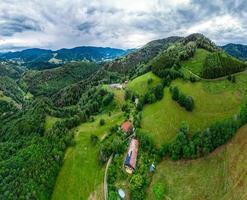 Stunning beautiful aerial view of the Vosges mountain range in Alsace. photo