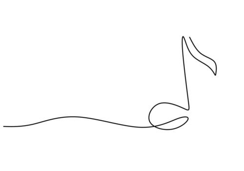 Continuous one single line of music notes symbol vector