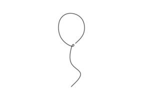 Continuous one single line of flying balloon on white background. vector