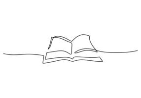 Continuous one single line of opened book for study vector