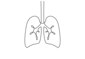 Continuous one single line of lungs anatomy vector