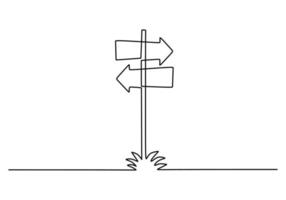Continuous one single line of arrows signboard vector