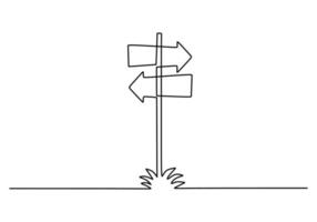 Continuous one single line of arrows signboard vector