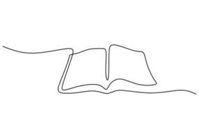 Continuous one single line of opened book vector