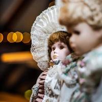 Beautiful dolls on sunday brocante in small alsacien village photo