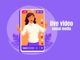black woman video live greeting fans vector