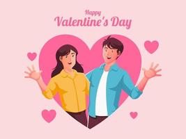 Beautiful young couple enjoying together while celebrating Valentine's Day vector