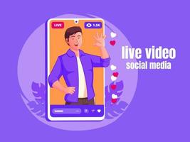 Man video live greeting fans vector