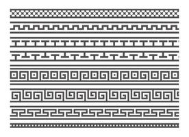 Greek style seamless frames. Geometric border set. Vector ornament pattern. Mediterranean decor elements.