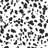 Dalmatian seamless pattern. Animal skin print. Dog and cow black dots on white background. Vector