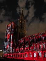 Laser lighting show on the walls of Cathedral Notre Dame de Strasbourg photo