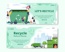 Recycle Process with Trash Banner Template Flat Illustration Editable of Square Background Suitable for Social media or Web Internet Ads