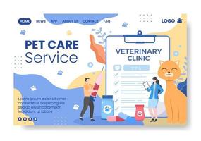 Pet Grooming and Animal Clinic Landing Page Template Flat Illustration Editable of Square Background Suitable for Social Media, Greeting Card and Web Internet Ads vector